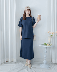 ［Mother's day Offer  ☀︎] Alice Set 彈性質感後開叉兩件套/ SE8112