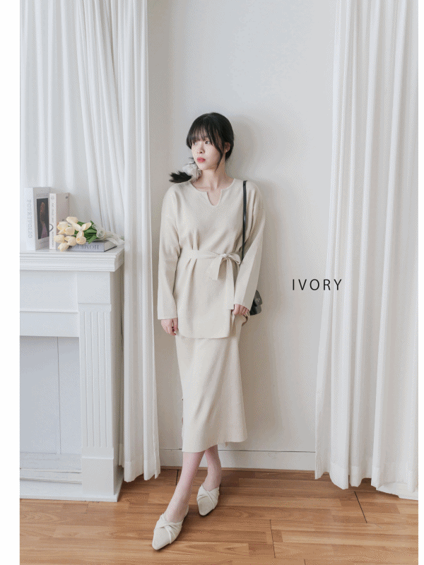 Elegant Knit Set Dress 簡約優雅線料修腰彈性兩件套/ SE8073 (pre-order 3月14截單)