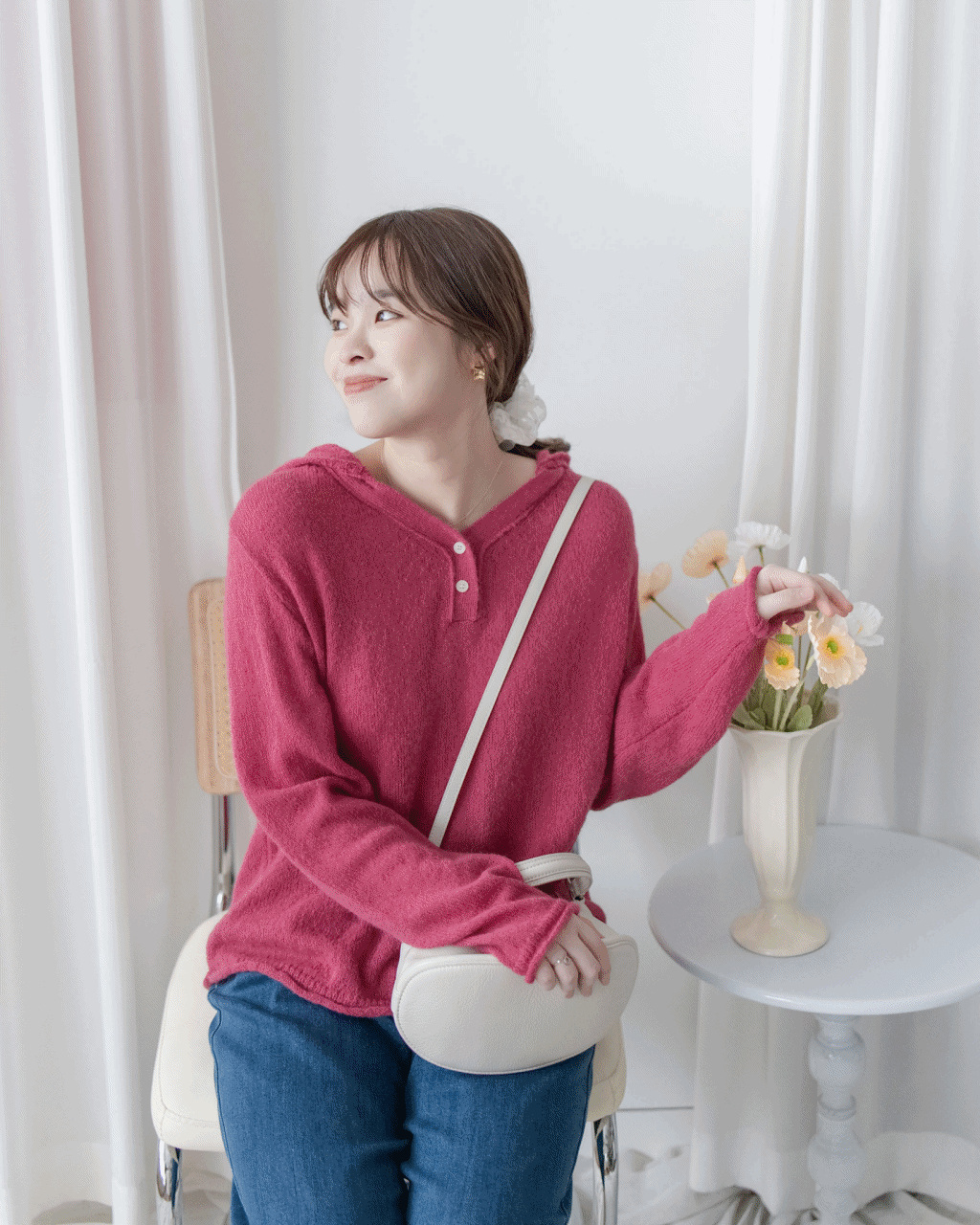 V-neck Hooded Knit Top 連帽 V 領針織上衣/ TP9207