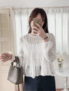 (限量現貨回歸) Feather Daisy, Blouse 羽毛花花前橡筋裙擺上衣 /BU9091