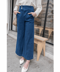 [限量現貨回歸]   (襯衫必備!) Straight Denim 高腰全彈性雙鈕扣直腳褲, Jeans/ PT8410