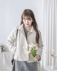 Blazer Coat 輕巧混毛呢斜形口袋大衣外套 / JK8130