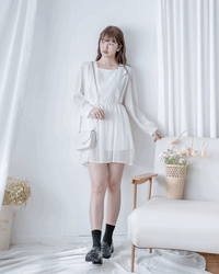 Chiffon Square Collar Dress
 雪紡方領層次感飄逸連衣裙/ DS1082