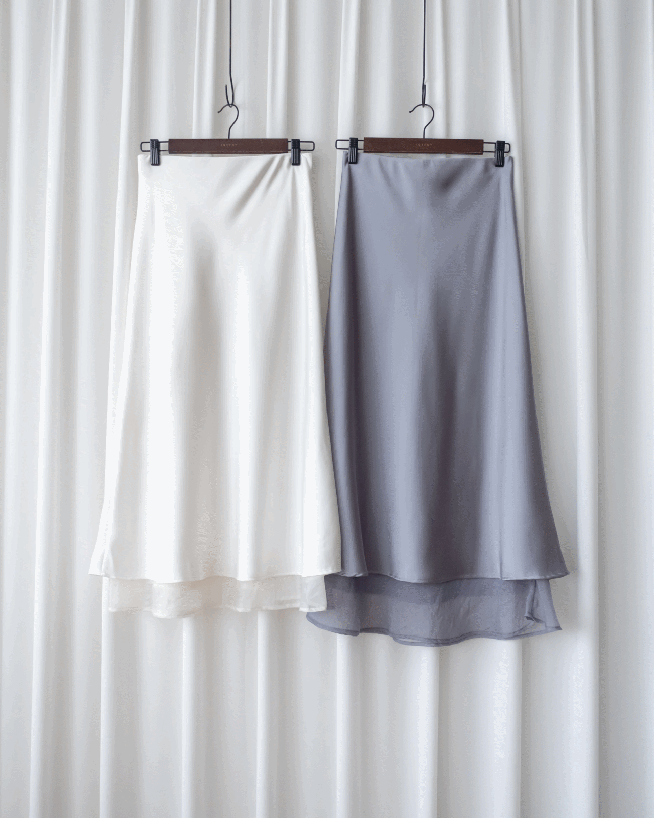 Champaign Skirt 香檳光澤拼紗彈性傘魚尾半裙 /SK8922