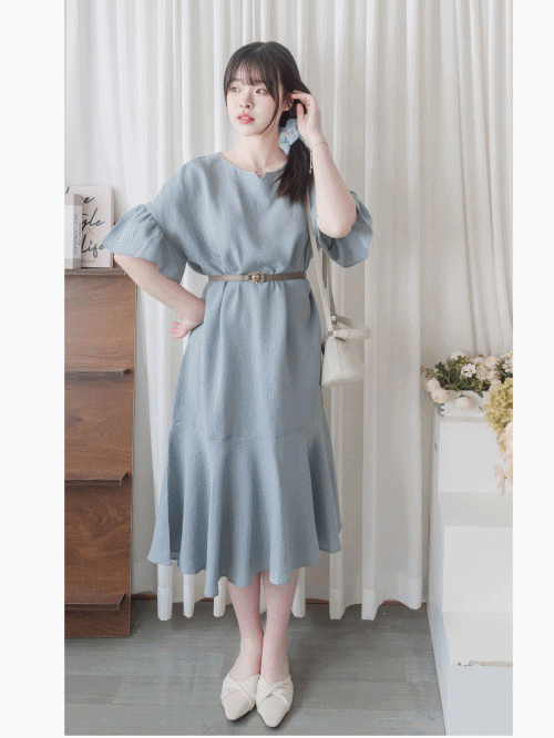 Ruffle Dress 法式荷葉設計幾何領口連身裙/ DS9945 (pre-order)