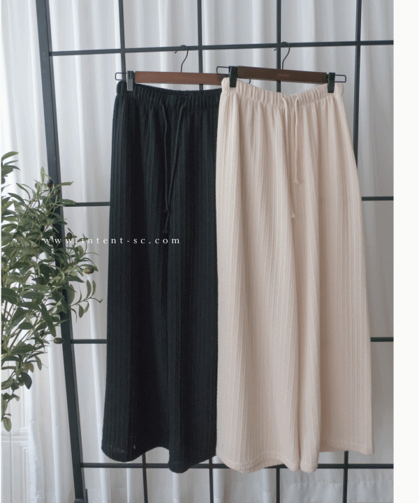 Patterned 彈性線料織紋闊褲, Pants/ PT8401