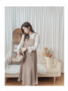 Alice Dress 彈性修身平領優雅左右百褶連身裙/ DS9837