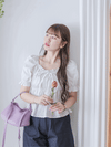 Dora Blouse 花邊領口橡筋腰上衣/ TP9168 (pre-order white 8月10截單)