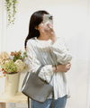 Strap Stripe Shirt 混色直紋個性剪裁防皺恤衫/ TP9060
