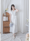 Wrap Dress 舒適顯瘦疊領綁帶修腰連身裙/ DS9985
