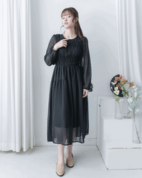 Romantic Dot Dress 浪漫立體點紋修身雪紡連身裙/ DS1073