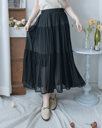 Chiffon Pleated Skirt 輕盈雪紡飄逸層次百褶長裙/SK8946