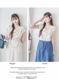 Beige Belt Blouse 高質感素色設計腰帶上衣 / TP9165