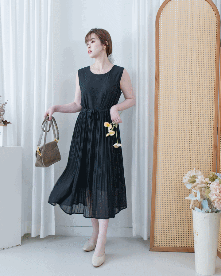 Chiffon Vest Dress 雪紡無袖修腰飄逸連身裙/ DS1134