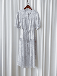 Lavender Check Dress 紫藍色格紋飄逸連身裙/ DS9875