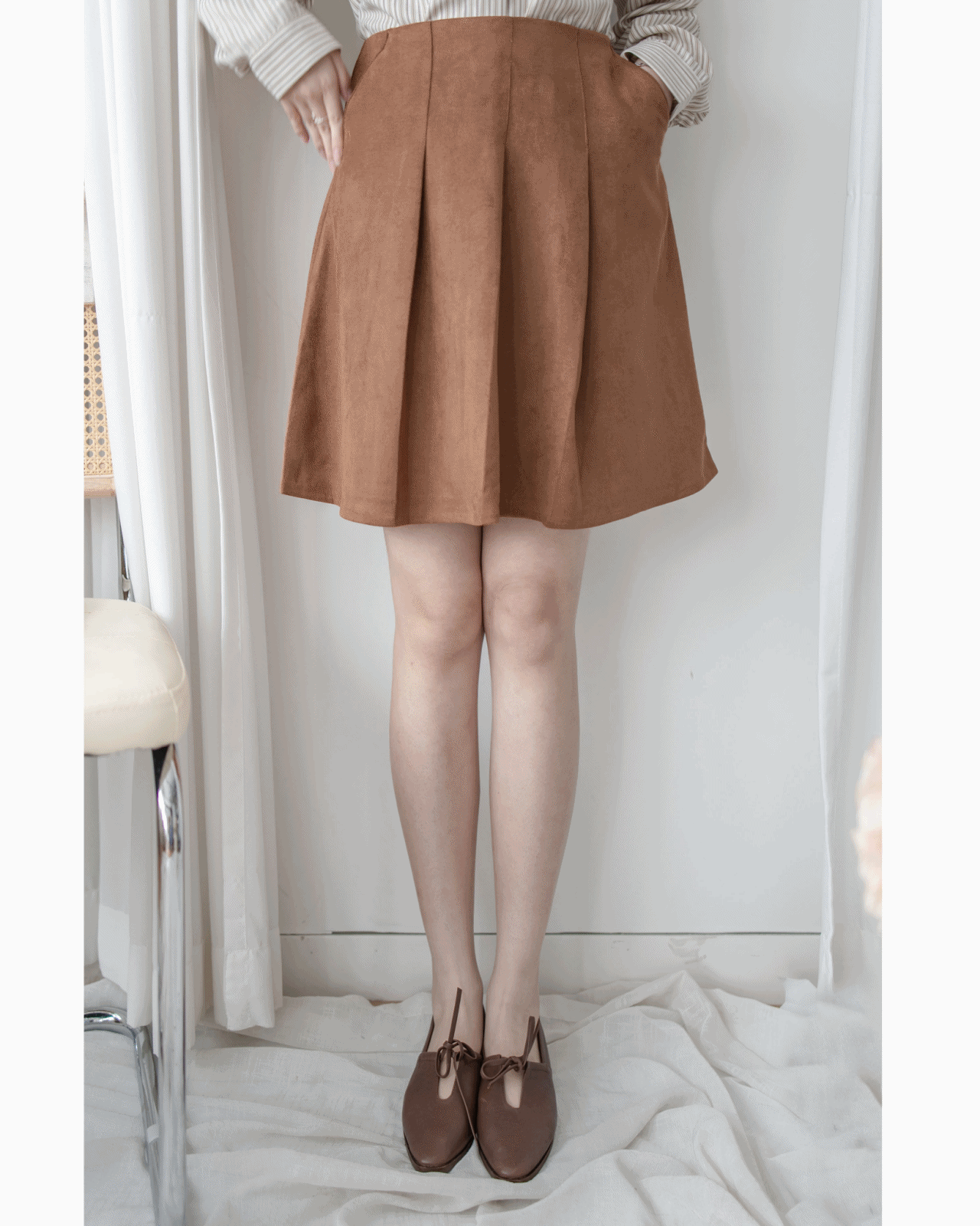 Pleated Skirt 顯瘦A形立體打褶口袋半裙 / SK8923