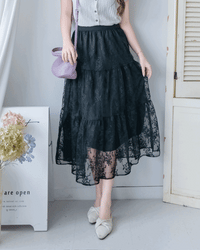 Floral Branch Skirt 浪漫鏤空刺繡層次薄紗傘裙/SK8949