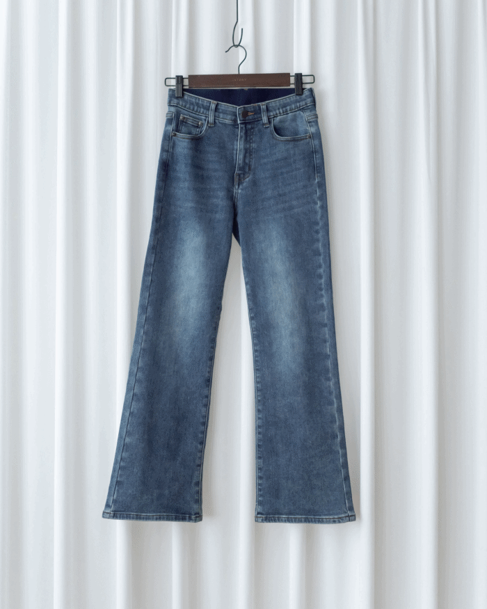 Winter Slim Jeans 高彈力內加絨保暖直筒牛仔褲/ PT8474