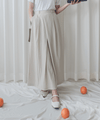 (百搭特別款) Ivory Skirt 簡潔裙形交疊設計口袋半裙/ SK8840