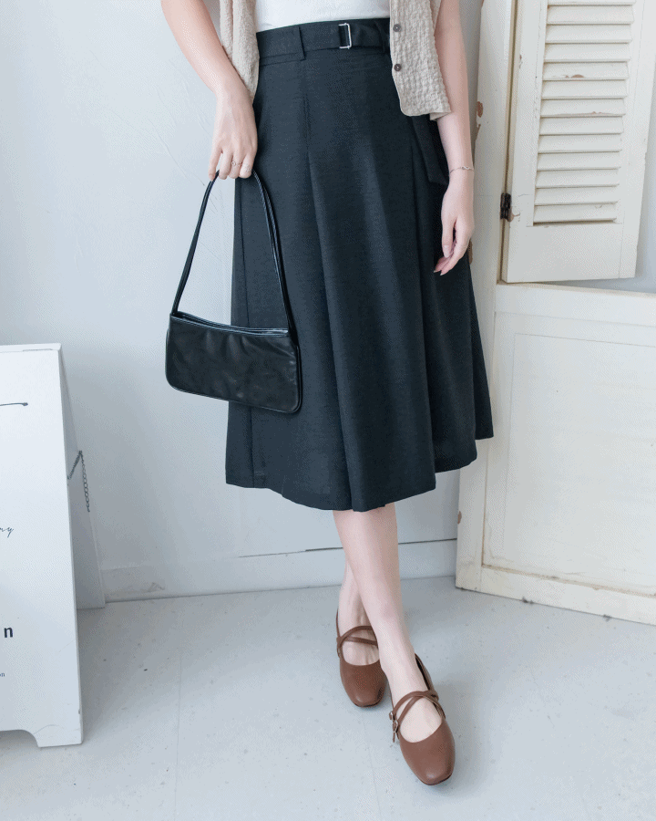 Belted Pocket Skirt 金屬扣裝飾腰帶傘形半裙/SK8947