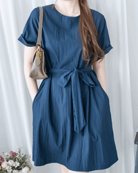 Alice Dress 隨性蝴蝶修腰口袋膝上連衣裙/DS1154