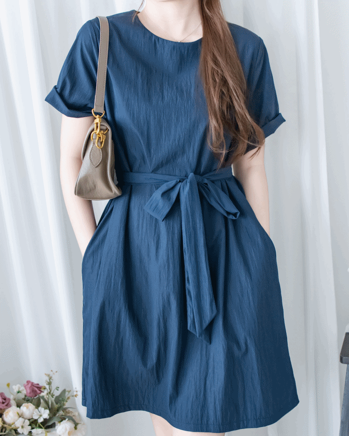 Alice Dress 隨性蝴蝶修腰口袋膝上連衣裙/DS1154