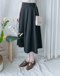Pleated Flare Skirt 法式知性腰間設計傘裙/SK8950