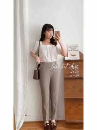 (全條彈性! 不貼修腳)Basic Comfy, Pants 彈性後橡筋小寬鬆修腳西褲/ PT8433 (部分碼數/色現貨)