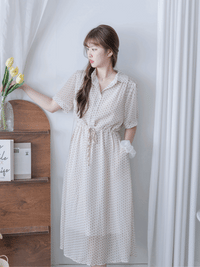 Rhombus Dress  菱形印花雪紡隨性口袋連身裙/ DS9987 (pre-order 9月7日截單)