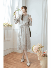 Firework Dress 花火線條雪紡金鈕扣連身裙/ DS1016