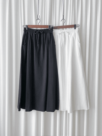 Soft Cotton Dress 側斜線設計口袋舒適棉半裙/ SK8877