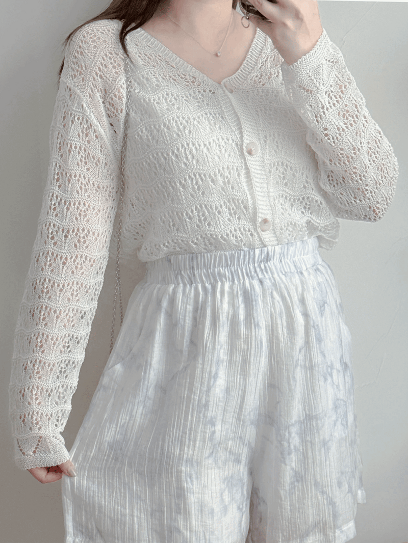 Airy Crochet Cardigan 輕織鏤空線衫/ TP9185