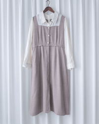 Spliced Mocha Dress 假兩件莫卡拼接恤衫連身裙/ DS1179