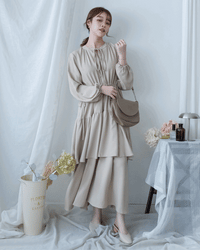 Ribbon Layers Dress  綁帶圓漫飄逸層次連身裙/ DS1188
