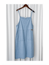 Denim 淺牛仔色平領吊帶裙尾開叉 Dress/ DS9904