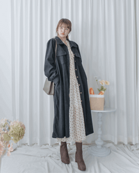 French Dress 燈芯絨暗條紋簡約口袋連身裙或外套/ DS1058 (Pre-order black 2月5日截單)