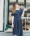 //熱賣重開 超超超值得入手 //Pleated Waist 輕盈方領前後車褶腰身, Dress/ DS9061 (Pre-order)