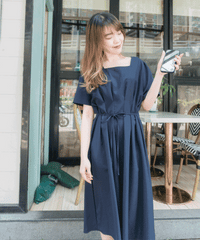 //熱賣重開 超超超值得入手 //Pleated Waist 輕盈方領前後車褶腰身, Dress/ DS9061 (Pre-order)