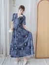 Ethnic Dress 防皺彈性幾何圖案連衣裙/ DS9958 (white sold out)