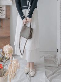 Layer Skirt 象牙白彈性層次簡約半裙/SK8863