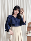 Ruffle Cotton Top 荷葉領口恤衫設計感棉上衣/ BU9095