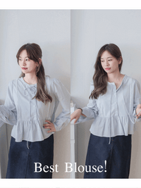 Lace Embroidery Blouse 通花圓領假腰線Ruffle衣尾上衣/ TP9113 (pre-order 3月5截單)