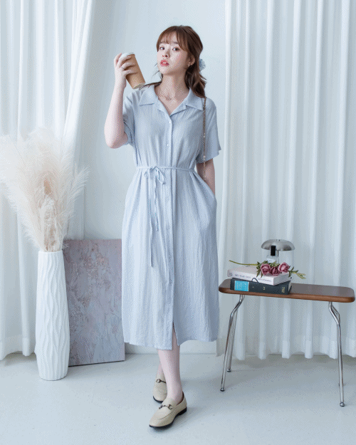 [intent label/ intent 製] Anden Shirt Dress 舒適柔軟下排假鈕扣恤衫連身裙/ DSA8011