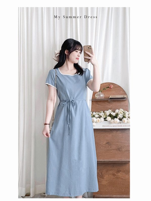 Square Collar Dress 方領夏日感後開叉連身裙/ DS9858 (Skyblue sold out)