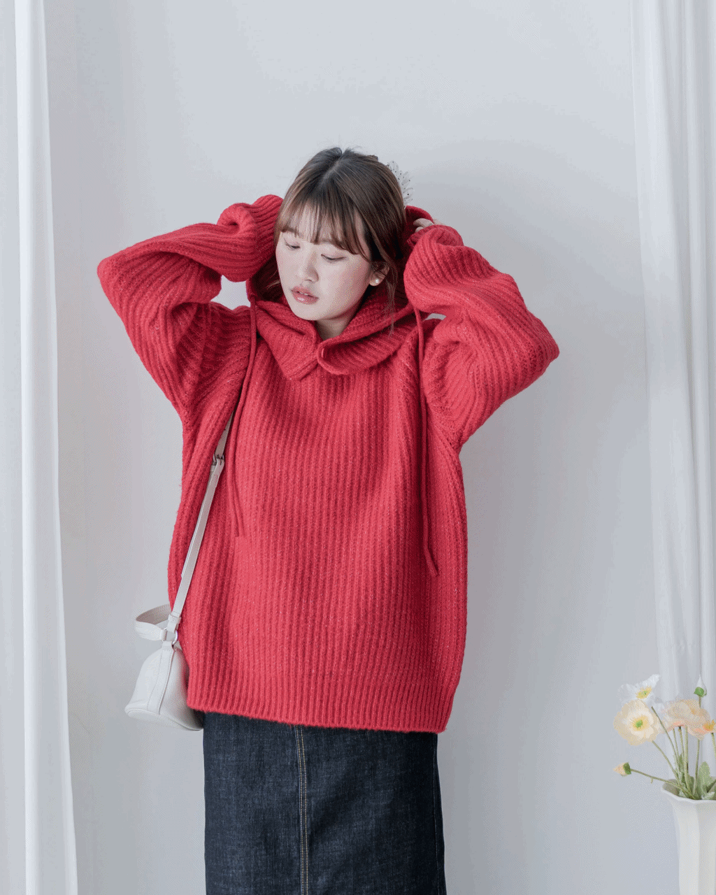 Detachable Hood Knit Top 可拆式連帽圓領針織衫 / KT8194 (Pre-order pink/ Ivory 2月5日截單)