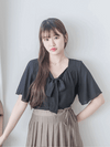 Square Ribbon 雪紡方領絲帶傘袖, Blouse/ BU8964