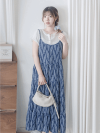 Olive Branches Dress 自然氣質橄欖枝圖案吊帶裙/ DS9944