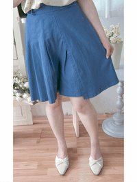 Asymmetrical Denim Shorts 仿裙子百搭牛仔短褲/ PT8462