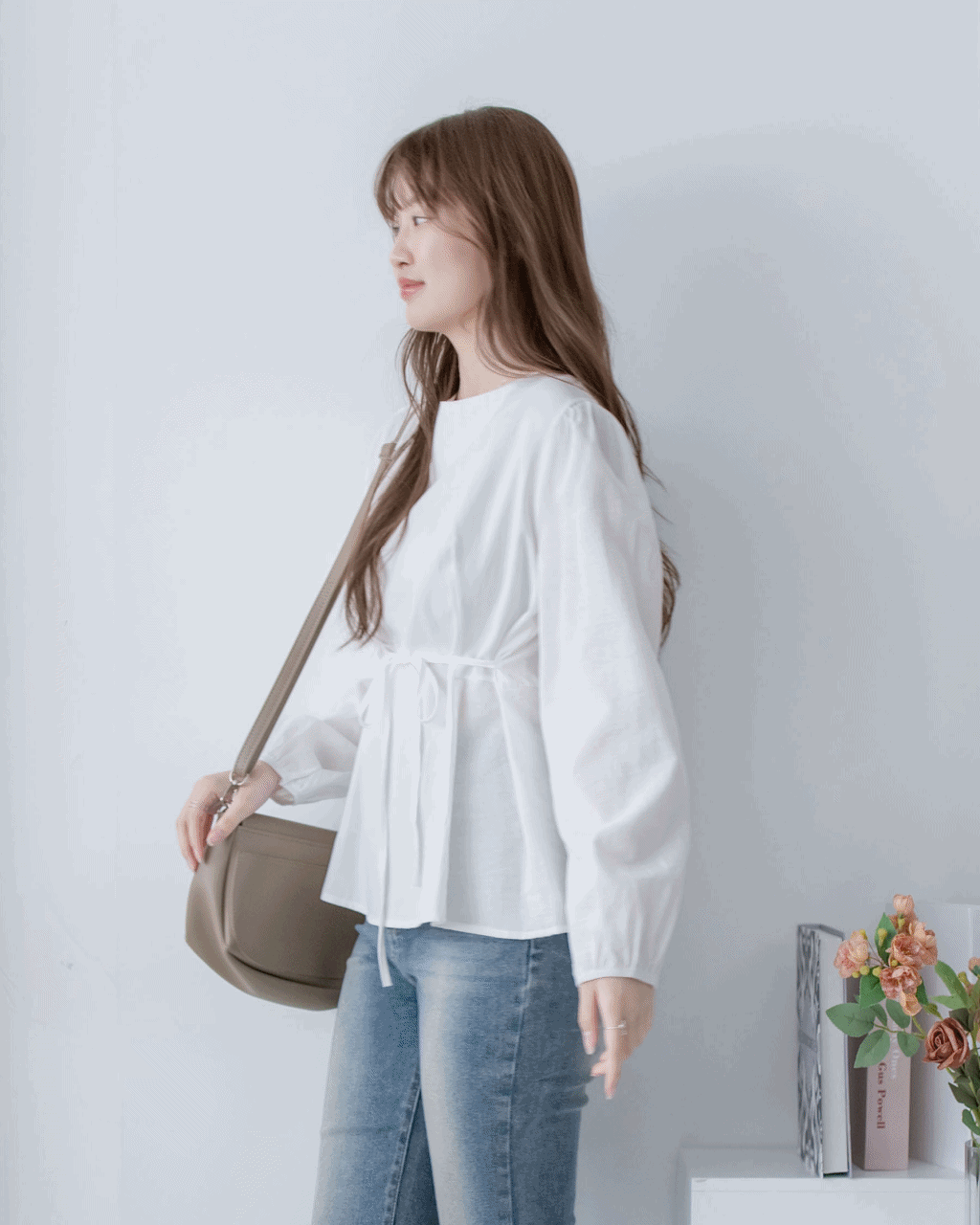 Tailored  Ribbon Top  百搭後拉鍊修腰顯瘦上衣/ BU9131