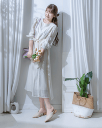 Alice Dress 果凍微光澤雪紡全裡布連身長裙/ DS1204
